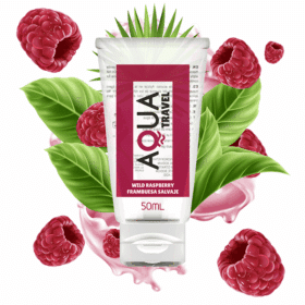 Comprar AQUA TRAVEL - LUBRICANTE BASE AGUA SABOR FRAMBUESA SALVAJE - 50 ML al mejor precio - Envíos Discretos