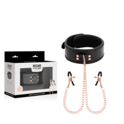 Comprar BEGME - BLACK EDITION COLLAR CON CADENAS Y PINZAS PEZONES CON FORRO DE NEOPRENO al mejor precio - Envíos Discretos