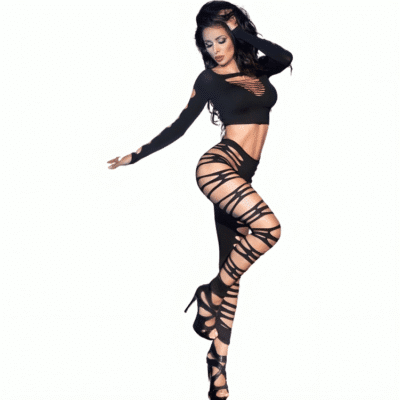 CHILIROSE – CR 3654 TOP & LEGGINS NEGRO S/M