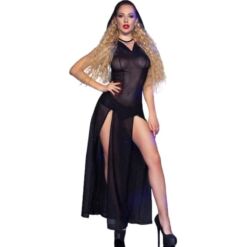 Comprar CHILIROSE - CR 4685 VESTIDO LARGO CON CAPUCHA NEGRO S al mejor precio - Envíos Discretos