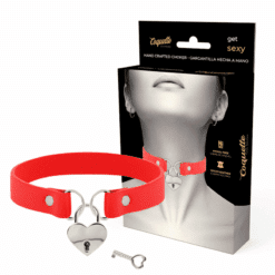 Comprar COQUETTE CHIC DESIRE - COLLAR CUERO VEGANO ROJO ACCESORIO CORAZÓN CON LLAVE al mejor precio - Envíos Discretos