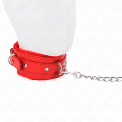 Comprar KINK - COLLAR CON CORREA 65 CM CON RESTRICCIONES ROJO AJUSTABLE 36-42 CM X 5.5 CM al mejor precio - Envíos Discretos