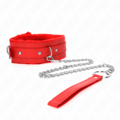 Comprar KINK - COLLAR CON CORREA 65 CM CON RESTRICCIONES ROJO AJUSTABLE 36-42 CM X 5.5 CM al mejor precio - Envíos Discretos