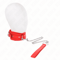 Comprar KINK - COLLAR CON CORREA 65 CM CON RESTRICCIONES ROJO AJUSTABLE 36-42 CM X 5.5 CM al mejor precio - Envíos Discretos