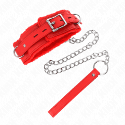 Comprar KINK - COLLAR CON CORREA 65 CM CON RESTRICCIONES ROJO AJUSTABLE 36-42 CM X 5.5 CM al mejor precio - Envíos Discretos