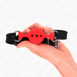 Comprar KINK - MORDAZA 55 x 2 CM DE BOLA 4 CM DE SILICONA COMPLETA TALLA S ROJO AJUSTABLE 35-51 CM al mejor precio - Envíos Discretos