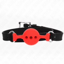 Comprar KINK - MORDAZA 55 x 2 CM DE BOLA 4 CM DE SILICONA COMPLETA TALLA S ROJO AJUSTABLE 35-51 CM al mejor precio - Envíos Discretos
