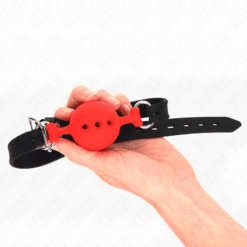 Comprar KINK - MORDAZA 55 x 2 CM DE BOLA 4.5 CM DE SILICONA COMPLETA TALLA M ROJO AJUSTABLE 35-51 CM al mejor precio - Envíos Discretos
