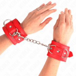 Comprar KINK - MUÑEQUERAS CON 3 ANILLAS EN D AJUSTABLE ROJO 17.5-25 CM X 6 CM al mejor precio - Envíos Discretos