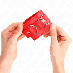 Comprar KINK - MUÑEQUERAS CON 3 ANILLAS EN D AJUSTABLE ROJO 17.5-25 CM X 6 CM al mejor precio - Envíos Discretos