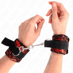 Comprar KINK - MUÑEQUERAS DISEÑO ESCÁNDALO ROJO-NEGRO al mejor precio - Envíos Discretos