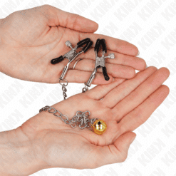 Comprar KINK - PINZAS PARA PEZONES CON CAMPANA DORADO Y CADENA 30 CM al mejor precio - Envíos Discretos