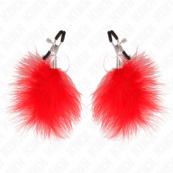 Comprar KINK - PINZAS PARA PEZONES CON PLUMA ROJO 7 CM al mejor precio - Envíos Discretos