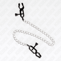 Comprar KINK - PINZAS PARA PEZONES PLANAS NEGRO CON CADENA PLATEADO 30 CM al mejor precio - Envíos Discretos