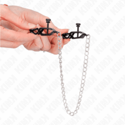Comprar KINK - PINZAS PARA PEZONES PLANAS NEGRO CON CADENA PLATEADO 30 CM al mejor precio - Envíos Discretos