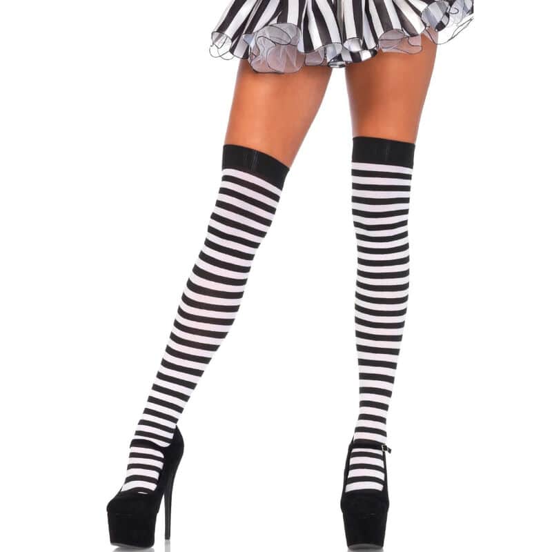 LEG AVENUE - CALCETINES ALTOS DE RAYAS NEGRO/BLANCO - piKanteo | Despierta tu lado más piKante Comprar LEG AVENUE - CALCETINES ALTOS DE RAYAS NEGRO/BLANCO al mejor precio - Envíos Discretos