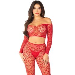 Comprar LEG AVENUE - CROP TOP + MEDIAS ROJO TALLA ÚNICA al mejor precio - Envíos Discretos