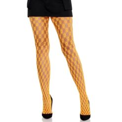 Comprar LEG AVENUE - MALLAS DE ENCAJE CON OJALES NARANJA NEÓN al mejor precio - Envíos Discretos