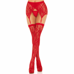 Comprar LEG AVENUE - MEDIAS ENCAJE & LIGUERO ROJO al mejor precio - Envíos Discretos