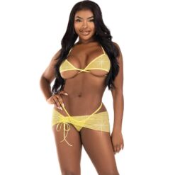 Comprar LEG AVENUE - SET TRES PIEZAS DIAMANTES AMARILLO M/L al mejor precio - Envíos Discretos