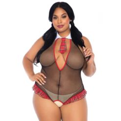 Comprar LEG AVENUE - TEDDY COLEGIALA CON ABERTURA TALLA PLUS al mejor precio - Envíos Discretos