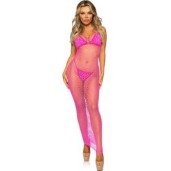Comprar LEG AVENUE - VESTIDO DE REJILLA LARGO FUCSIA TALLA ÚNICA al mejor precio - Envíos Discretos