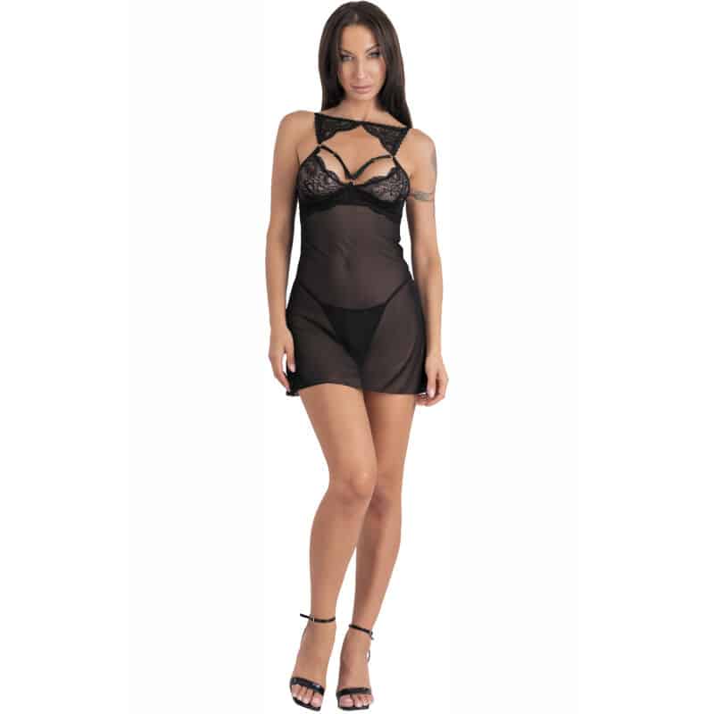 LIVCO CORSETTI FASHION - KROLINA LC 90734 CHEMISE + TANGA NEGRO S/M - piKanteo | Despierta tu lado más piKante Comprar LIVCO CORSETTI FASHION - KROLINA LC 90734 CHEMISE + TANGA NEGRO S/M al mejor precio - Envíos Discretos