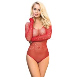 Comprar SUBBLIME - 952303 BODY DE REJILLA BRILLANTE CON HOMBROS DESCUBIERTOS MANGA LARGA ROJO TALLA ÚNICA al mejor precio - Envíos Discretos