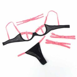 Comprar SUBBLIME - 955298 SET SUJETADOR CON COLLAR Y DETALLES PARA PIERNAS ROSA FLUORESCENTE S/M al mejor precio - Envíos Discretos