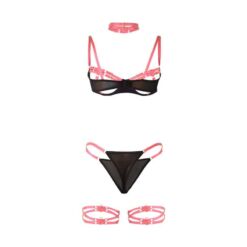 Comprar SUBBLIME - 955298 SET SUJETADOR CON COLLAR Y DETALLES PARA PIERNAS ROSA FLUORESCENTE S/M al mejor precio - Envíos Discretos