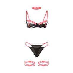 Comprar SUBBLIME - 955298 SET SUJETADOR CON COLLAR Y DETALLES PARA PIERNAS ROSA FLUORESCENTE S/M al mejor precio - Envíos Discretos