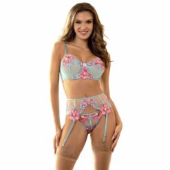 Comprar SUBBLIME - 957650 CONJUNTO SUJETADOR Y LIGUERO CON BORDADOS DE FLORES ROSAS L/XL al mejor precio - Envíos Discretos