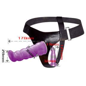 BAILE – ARNÉS ANAL Y VAGINAL FEMENINO LILA PUNTO G 17 CM