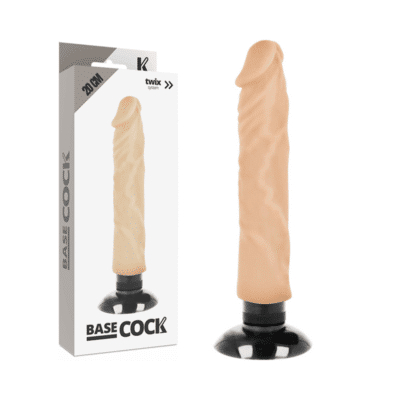 BASECOCK – VIBRADOR REALÍSTICO 2-1 NATURAL 20 CM -O- 4 CM