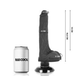 Comprar BASECOCK - VIBRADOR REALÍSTICO 2-1 NEGRO 18.5 CM -O- 4 CM al mejor precio - Envíos Discretos