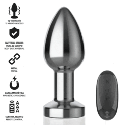 INTENSE - PLUG ANAL 10 VIBRACIONES METAL CON CONTROL REMOTO M - piKanteo | Despierta tu lado más piKante Comprar INTENSE - PLUG ANAL 10 VIBRACIONES METAL CON CONTROL REMOTO M al mejor precio - Envíos Discretos