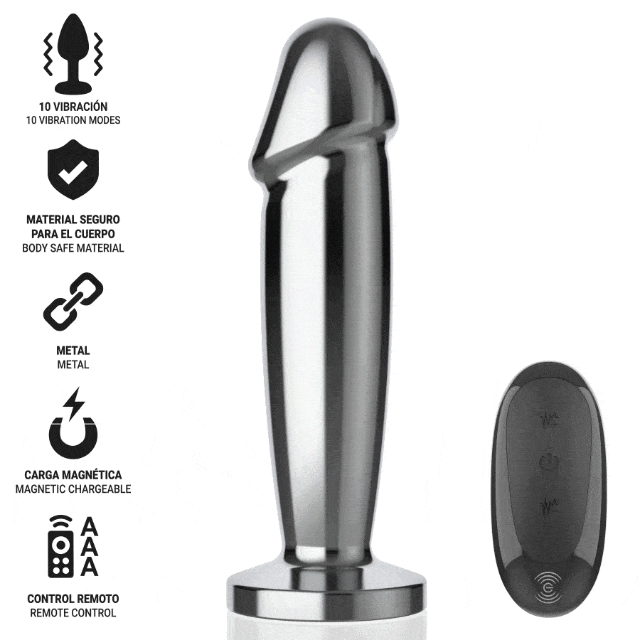 INTENSE - PLUG ANAL 10 VIBRACIONES METAL EN FORMA DE DILDO CON CONTROL REMOTO M - piKanteo | Despierta tu lado más piKante Comprar INTENSE - PLUG ANAL 10 VIBRACIONES METAL EN FORMA DE DILDO CON CONTROL REMOTO M al mejor precio - Envíos Discretos