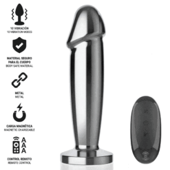 INTENSE - PLUG ANAL 10 VIBRACIONES METAL EN FORMA DE DILDO CON CONTROL REMOTO S - piKanteo | Despierta tu lado más piKante Comprar INTENSE - PLUG ANAL 10 VIBRACIONES METAL EN FORMA DE DILDO CON CONTROL REMOTO S al mejor precio - Envíos Discretos
