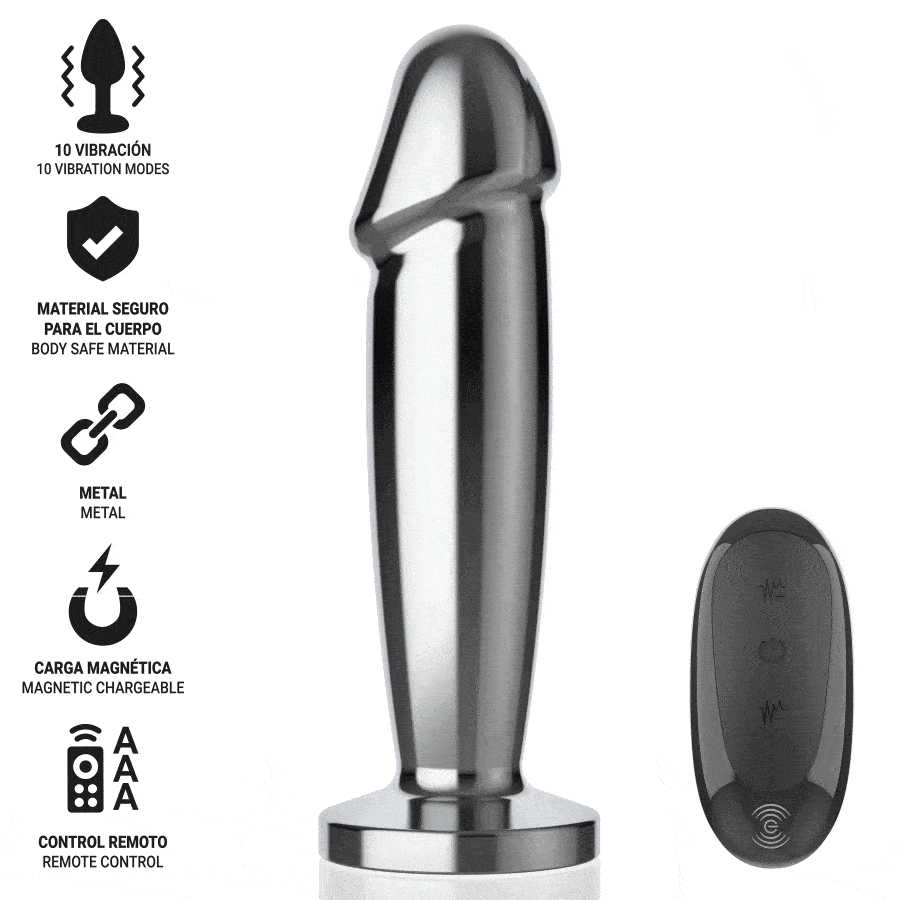 INTENSE - PLUG ANAL 10 VIBRACIONES METAL EN FORMA DE DILDO CON CONTROL REMOTO S - piKanteo | Despierta tu lado más piKante Comprar INTENSE - PLUG ANAL 10 VIBRACIONES METAL EN FORMA DE DILDO CON CONTROL REMOTO S al mejor precio - Envíos Discretos