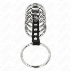 Comprar KINK - 7 ANILLOS PENE METAL 3.2 CM A 5 CM CONECTADOS POR POLIPIEL al mejor precio - Envíos Discretos