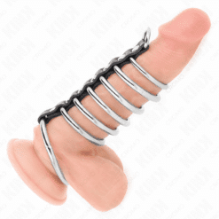 Comprar KINK - 7 ANILLOS PENE METAL 3.2 CM A 5 CM CONECTADOS POR POLIPIEL al mejor precio - Envíos Discretos