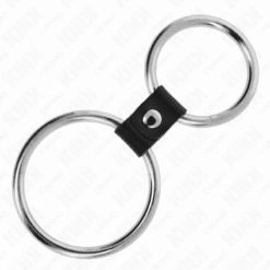 Comprar KINK - ANILLO PENE DOBLE METAL 3.7 CM A 5 CM CONECTADOS POR CORREA POLIPIEL MODELO 1 al mejor precio - Envíos Discretos