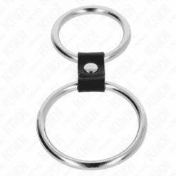 Comprar KINK - ANILLO PENE DOBLE METAL 3.7 CM A 5 CM CONECTADOS POR CORREA POLIPIEL MODELO 1 al mejor precio - Envíos Discretos