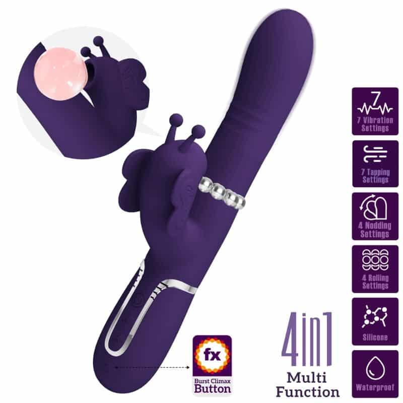 PRETTY LOVE - VIBRADOR RABBIT MULTIFUNCIÓN 4 EN 1 MARIPOSA MORADO - piKanteo | Despierta tu lado más piKante Comprar PRETTY LOVE - VIBRADOR RABBIT MULTIFUNCIÓN 4 EN 1 MARIPOSA MORADO al mejor precio - Envíos Discretos