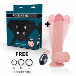 Comprar ROCKARMY - ARNÉS + LIQUID SILICONE VIBRADOR CONTROL REMOTO PREMIUM APACHE 20.5 CM -O- 4.62 CM al mejor precio - Envíos Discretos