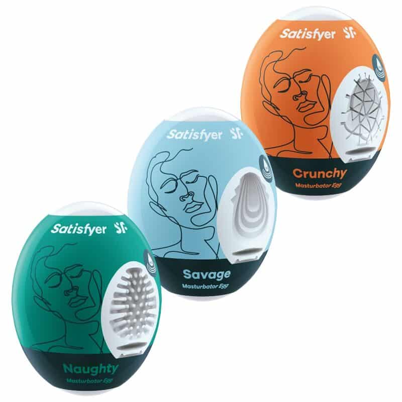 SATISFYER - 3 HUEVOS MASTURBADORES NAUGHTY, SAVAGE & CRUNCHY - piKanteo | Despierta tu lado más piKante Comprar SATISFYER - 3 HUEVOS MASTURBADORES NAUGHTY, SAVAGE & CRUNCHY al mejor precio - Envíos Discretos