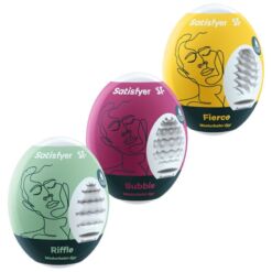 Comprar SATISFYER - 3 HUEVOS MASTURBADORES RIFFLE, BUBBLE & FIERCE al mejor precio - Envíos Discretos