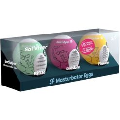 Comprar SATISFYER - 3 HUEVOS MASTURBADORES RIFFLE, BUBBLE & FIERCE al mejor precio - Envíos Discretos
