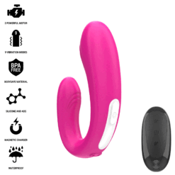 INTENSE - JANET ESTIMULADOR Y VIBRADOR DUAL EN FORMA DE U CON CONTROL REMOTO ROSA - piKanteo | Despierta tu lado más piKante INTENSE - JANET ESTIMULADOR Y VIBRADOR DUAL EN FORMA DE U CON CONTROL REMOTO ROSA - Imagen 4