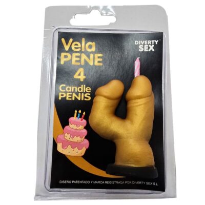 DIABLO PICANTE – VELA PENE EN FORMA DE NÚMERO 4 COLOR DORADO